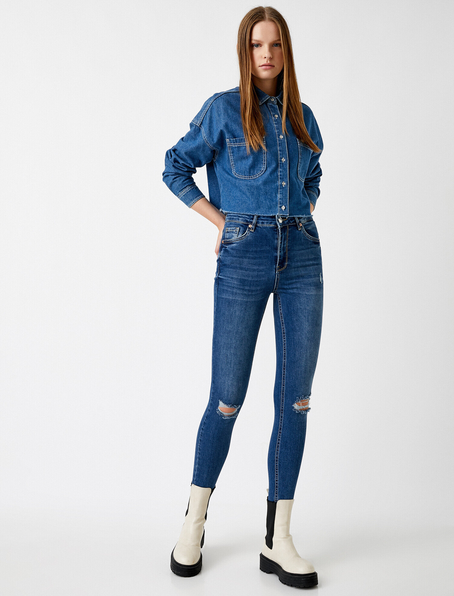   Ekstra Yüksek Bel Skinny Yırtık Kot Pantolon - Taylor Jean