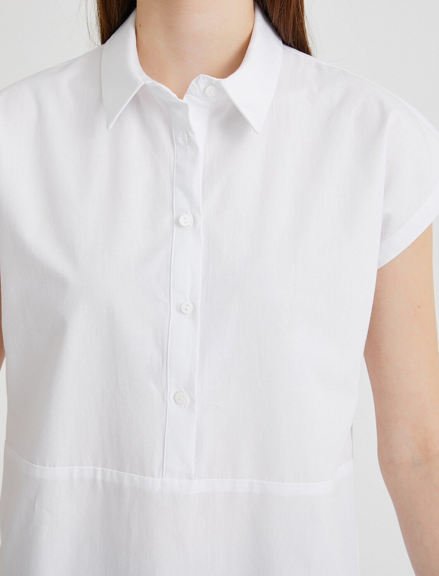   Gömlek Yaka Bluz Kısa Kollu Pamuklu