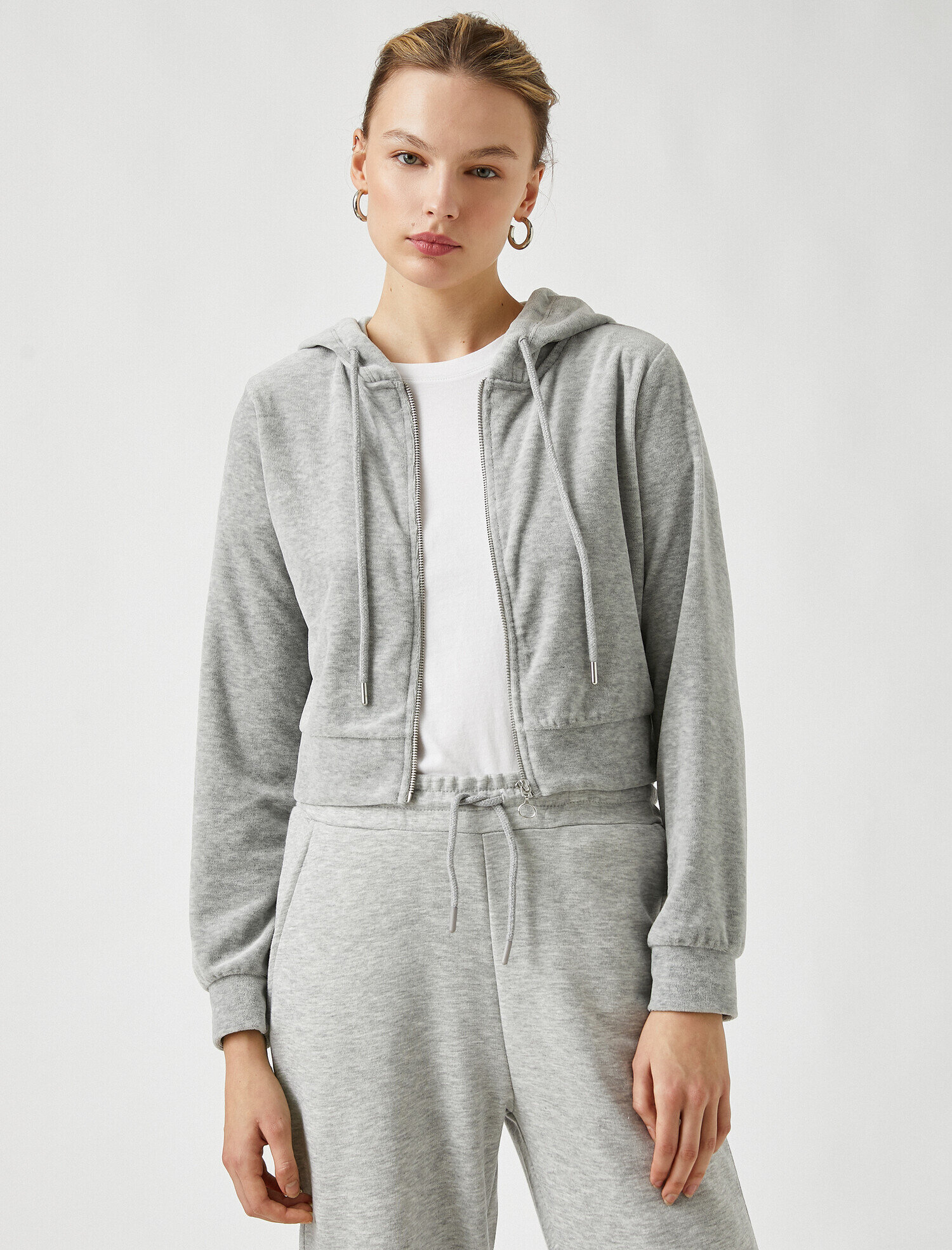   Fermuarlı Kapüşonlu Sweatshirt Hırka