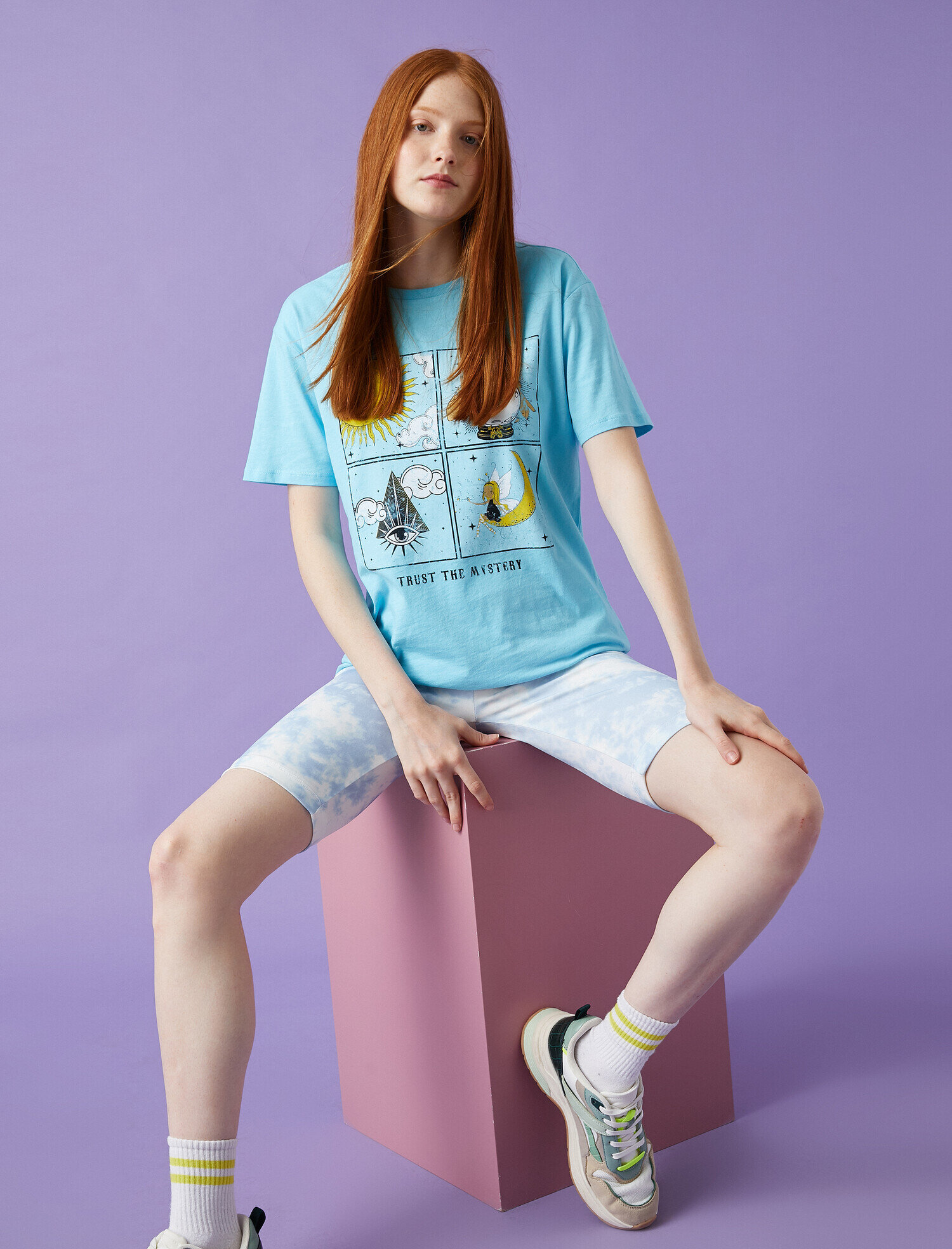   Baskılı Tişört Bisiklet Yaka Pamuklu