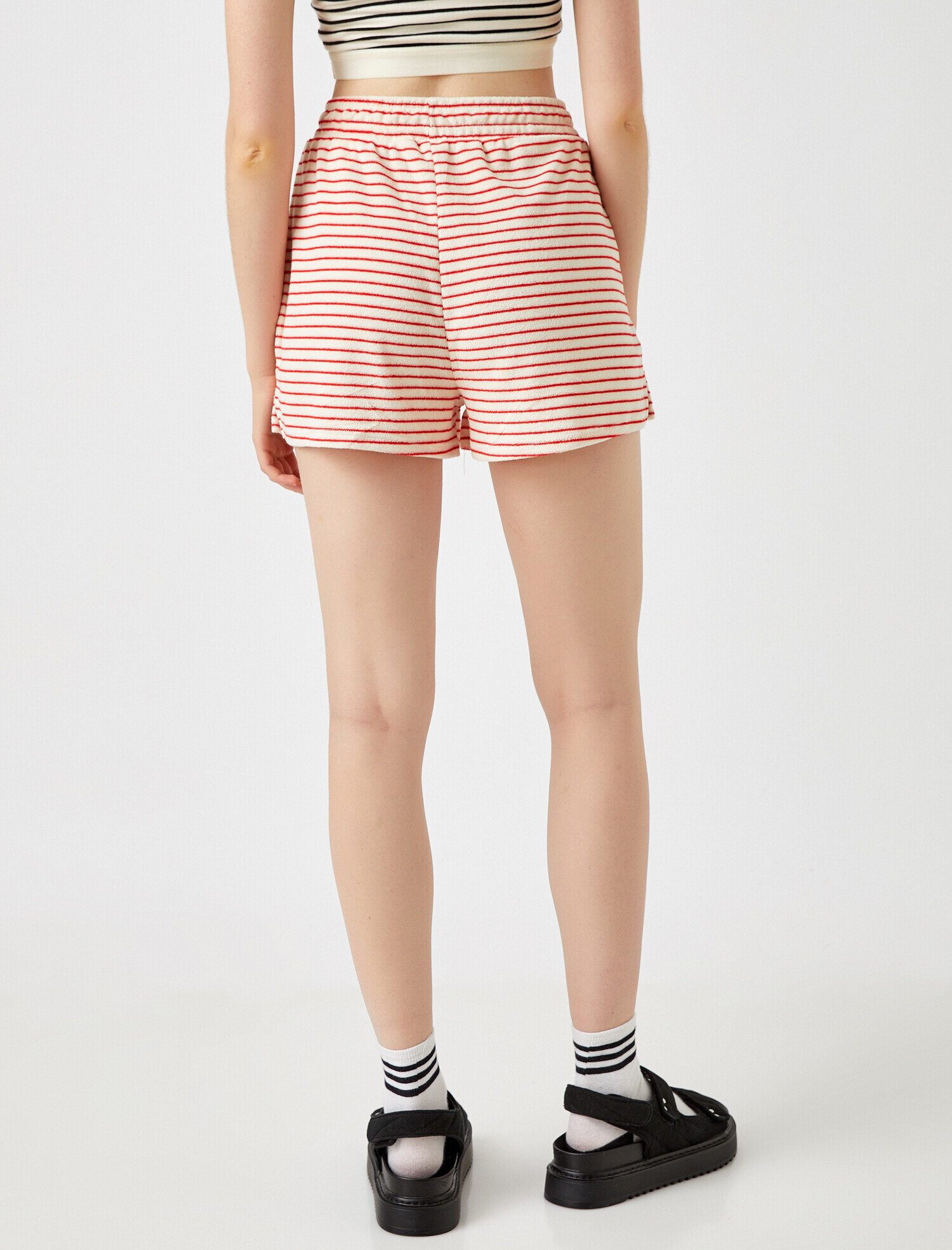   Çizgili Şort Beli Lastikli