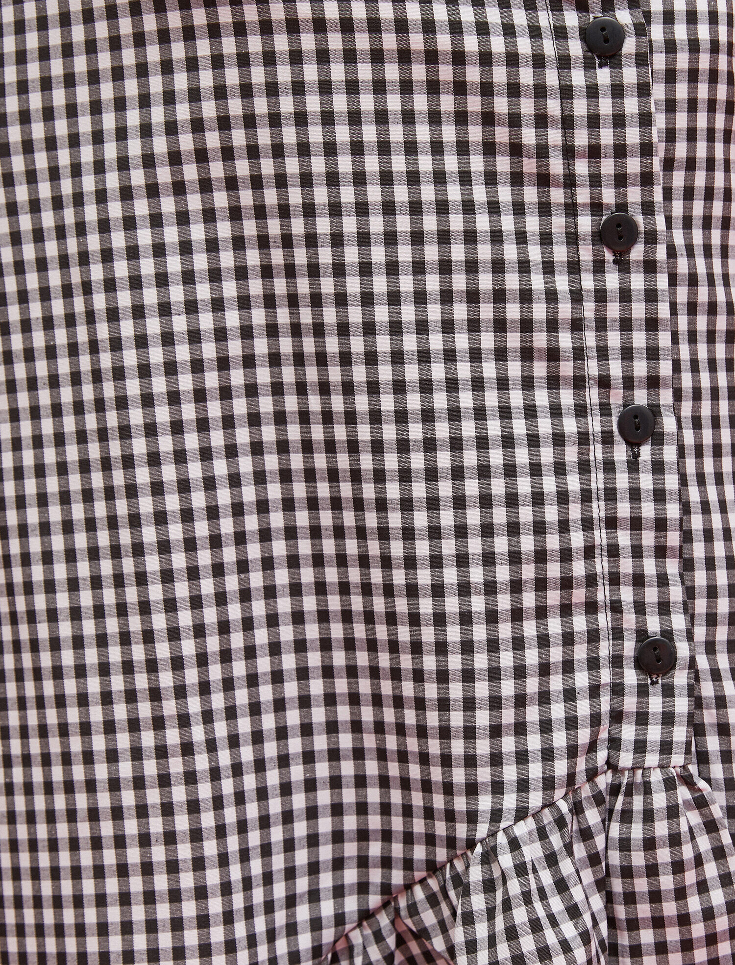   Pamuklu Kareli Volanlı Düğmeli Etek