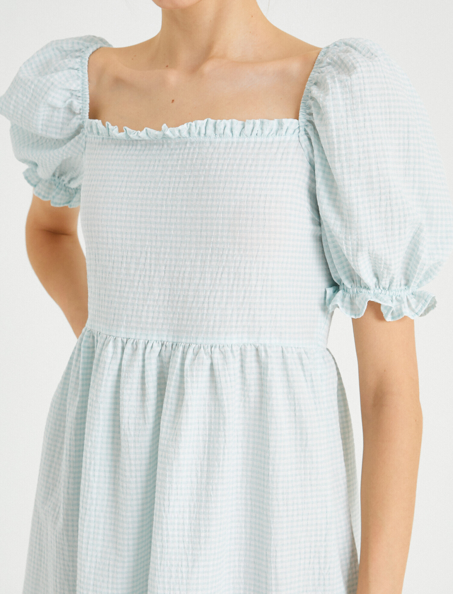   Fırfır Detaylı Elbise Kısa Kollu