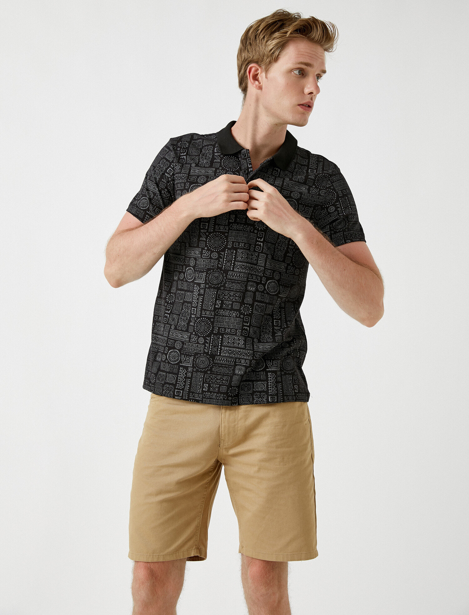   Desenli Polo Tişört Pamuklu