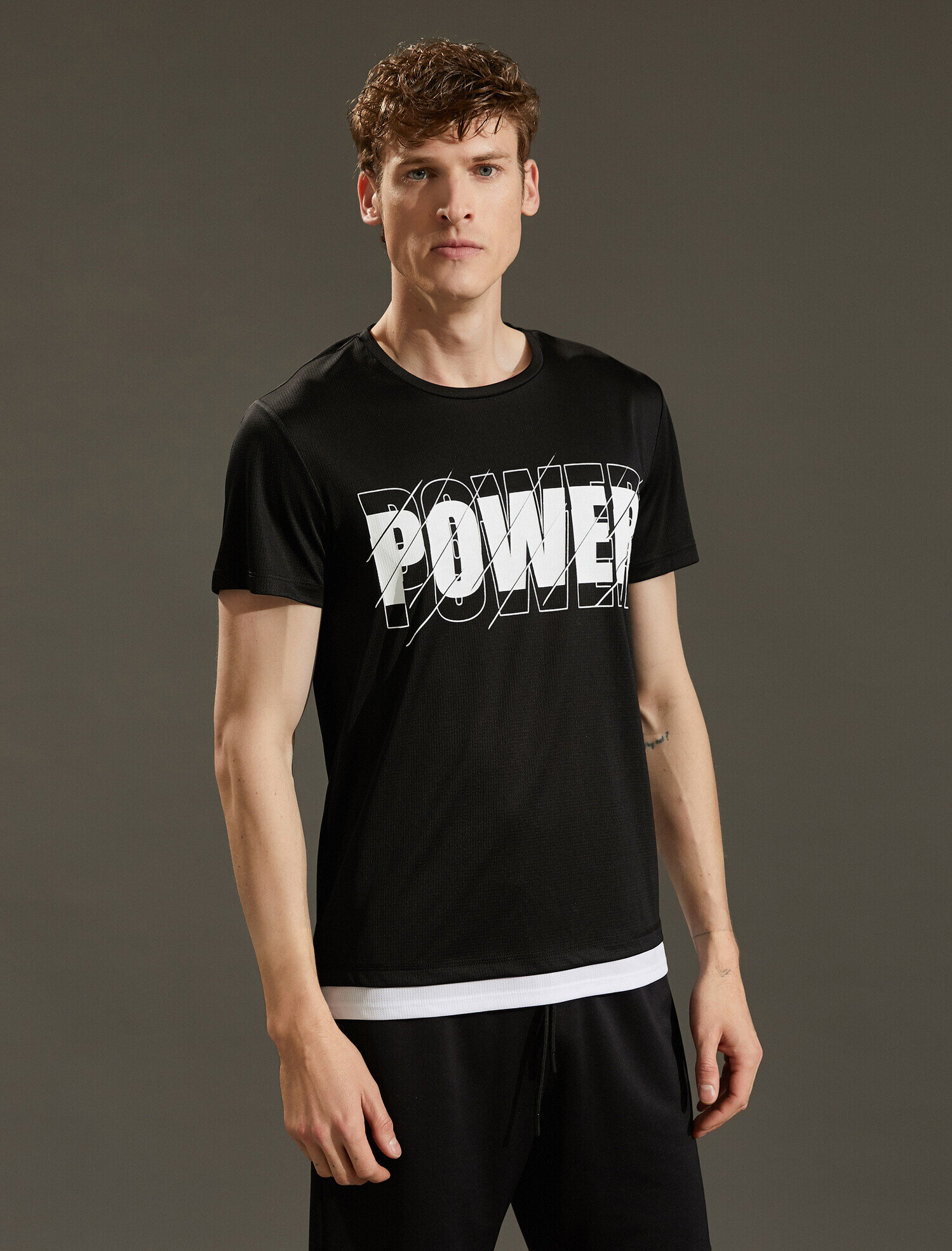   Sloganlı Baskılı Tişört Kısa Kollu Bisiklet Yaka