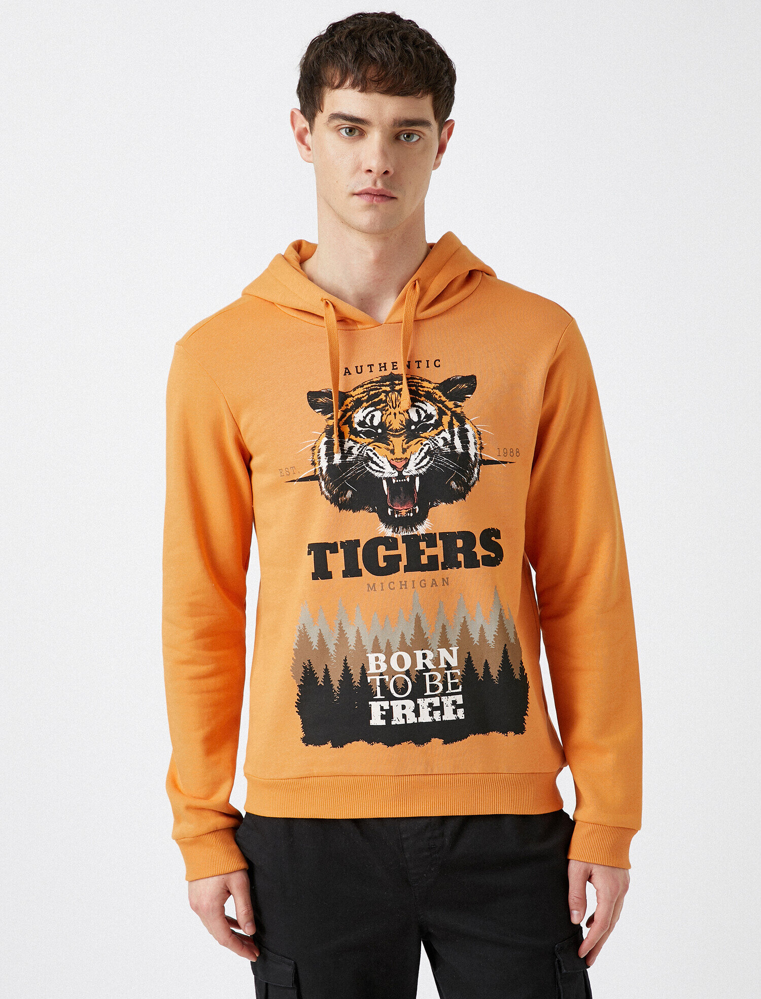   Pamuklu Baskılı Kapüşonlu Sweatshirt