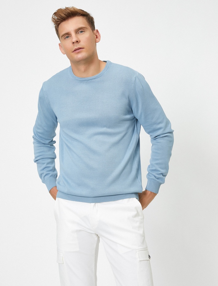  Basic Triko Kazak Bisiklet Yaka Uzun Kollu