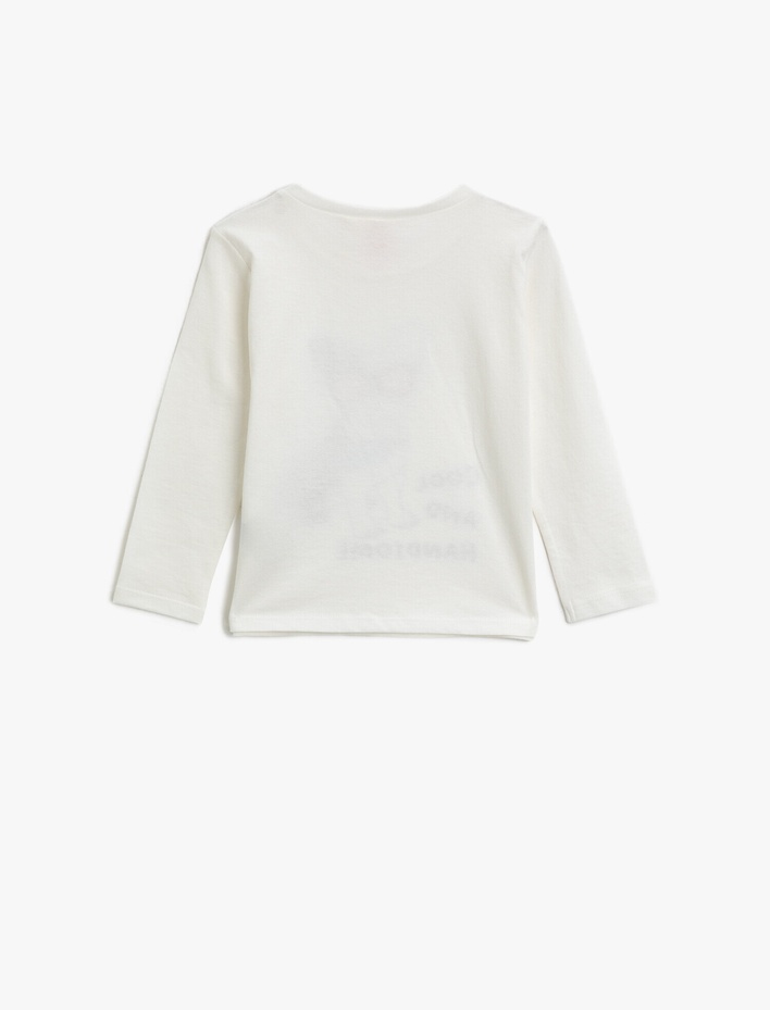 Erkek Bebek Pamuklu Baskılı Uzun Kollu Bisiklet Yaka Tişört