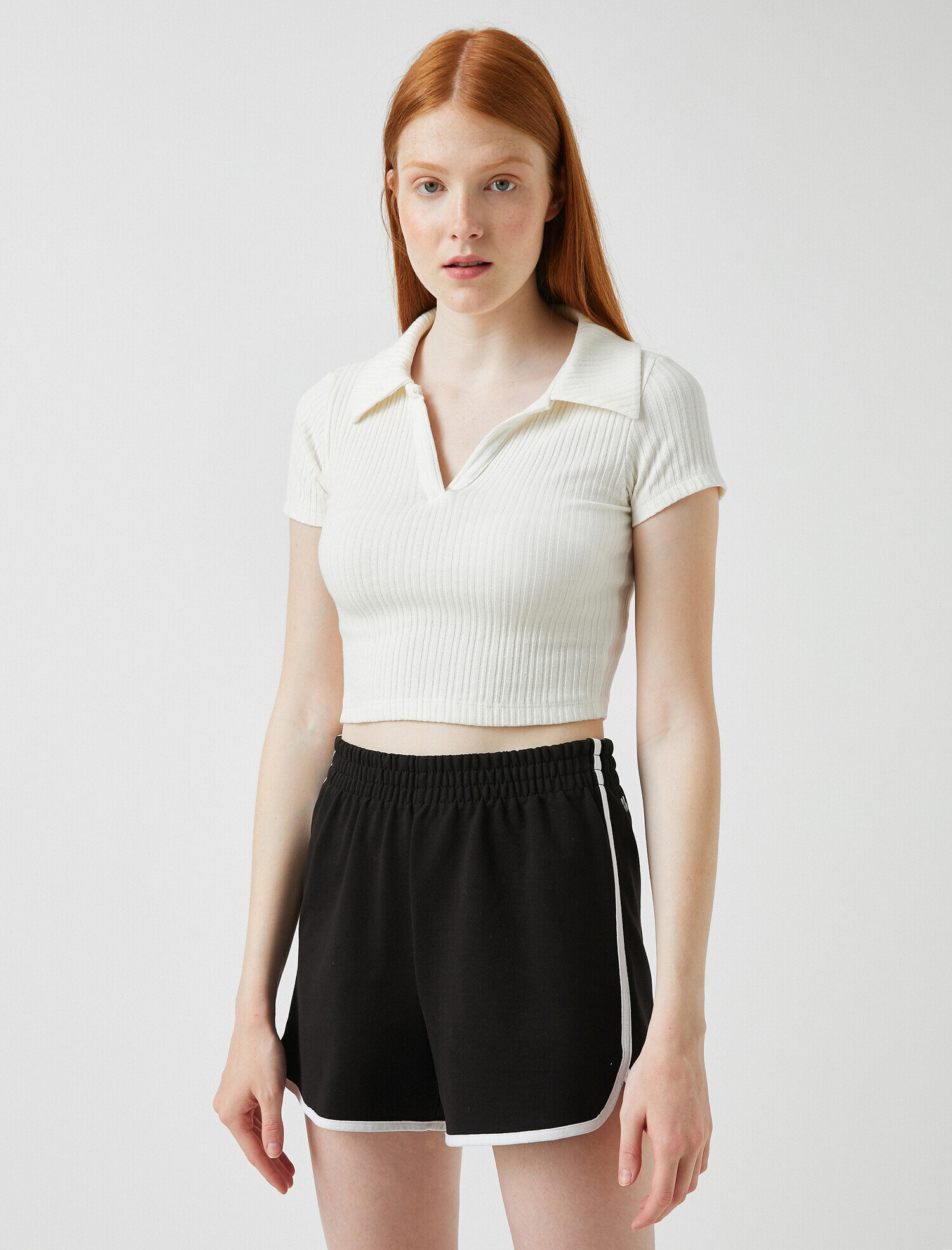 Polo Yaka Tişört Crop