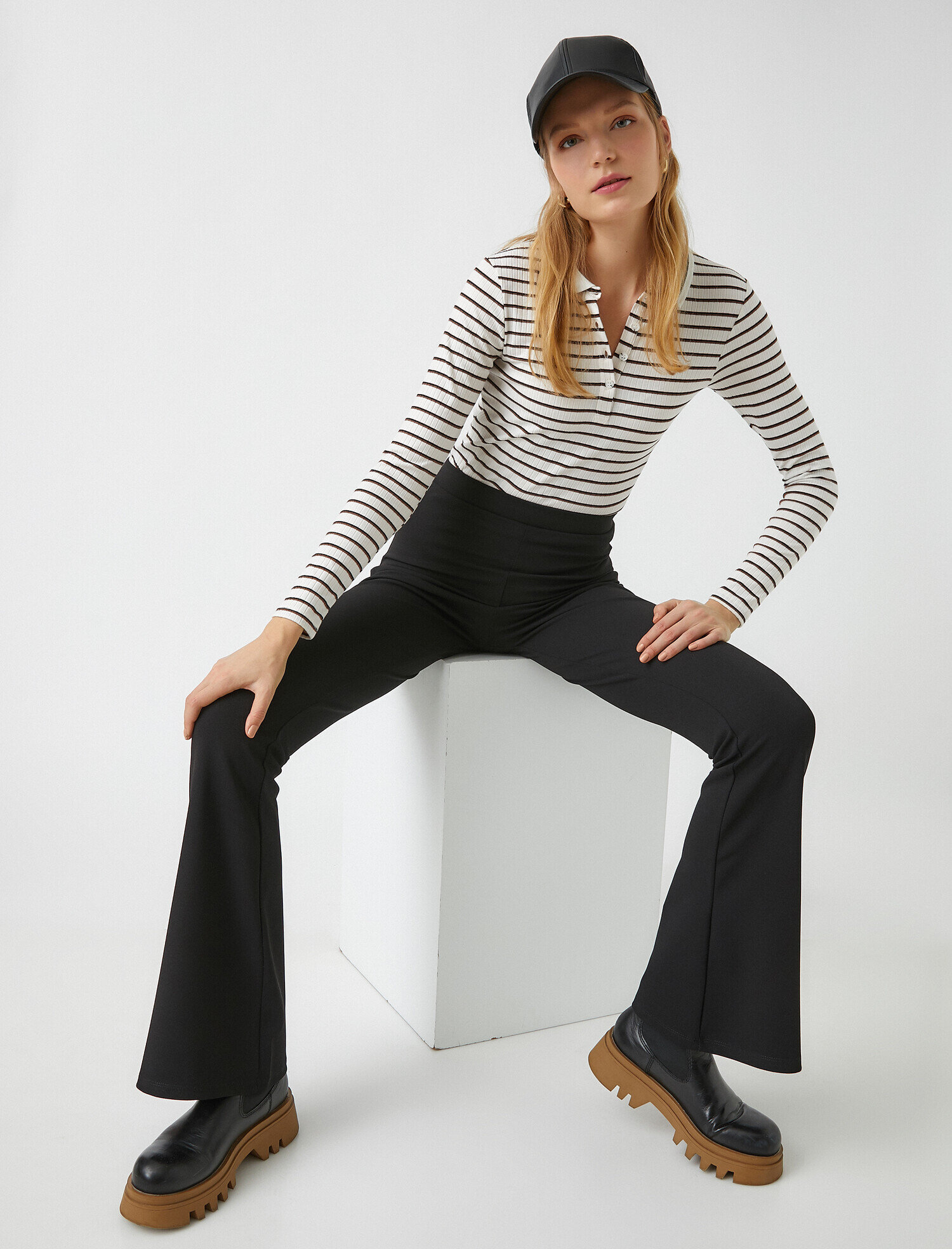   Yüksek Bel İspanyol Paça Pantolon