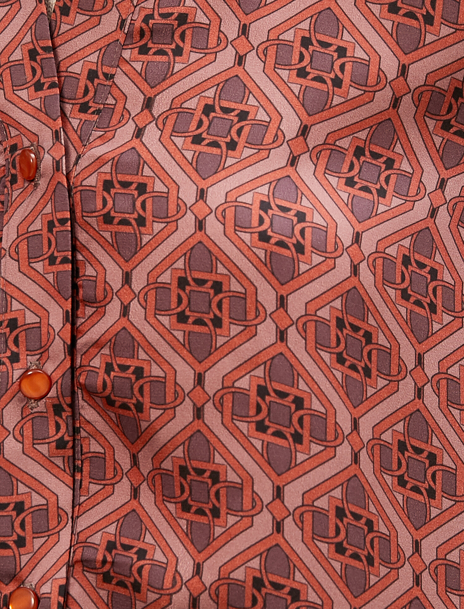   Etnik Desenli Klasik Yaka Saten Gömlek