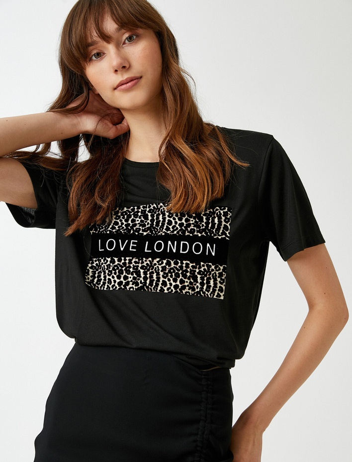  Baskılı Bisiklet Yaka Tişört