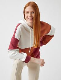Renk Bloklu Kapüşonlu Sweatshirt