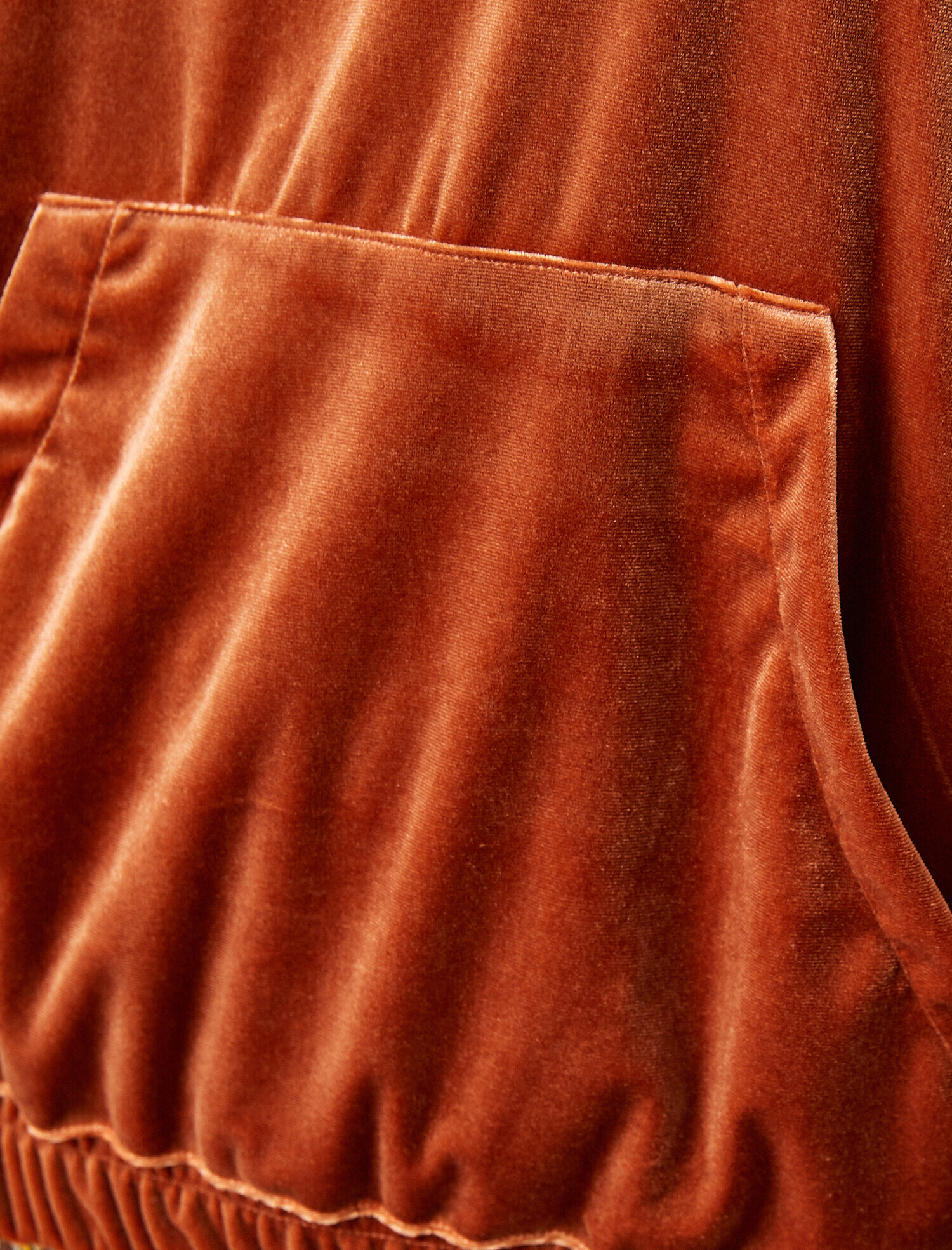   Kadife Kanguru Cepli Kapüşonlu Sweatshirt