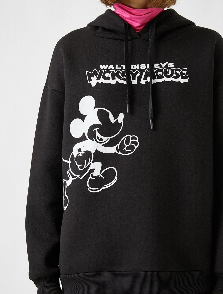   Disney Mickey Mouse Lisanslı Kapüşonlu Baskılı Sweatshirt