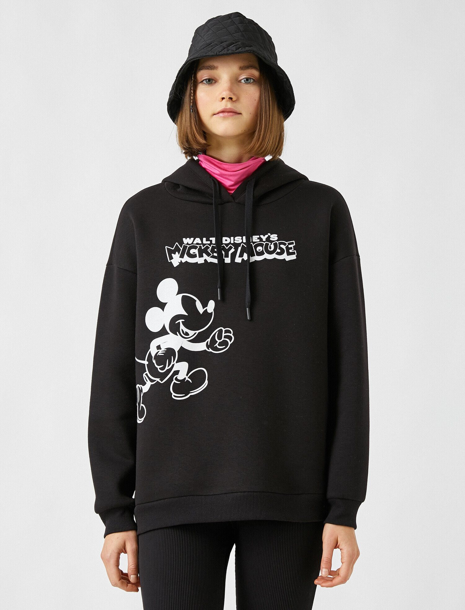 Disney Mickey Mouse Lisanslı Kapüşonlu Baskılı Sweatshirt