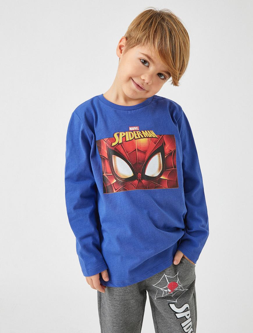 Erkek Çocuk Spiderman Lisanslı Baskılı Tişört Uzun Kollu Pamuklu