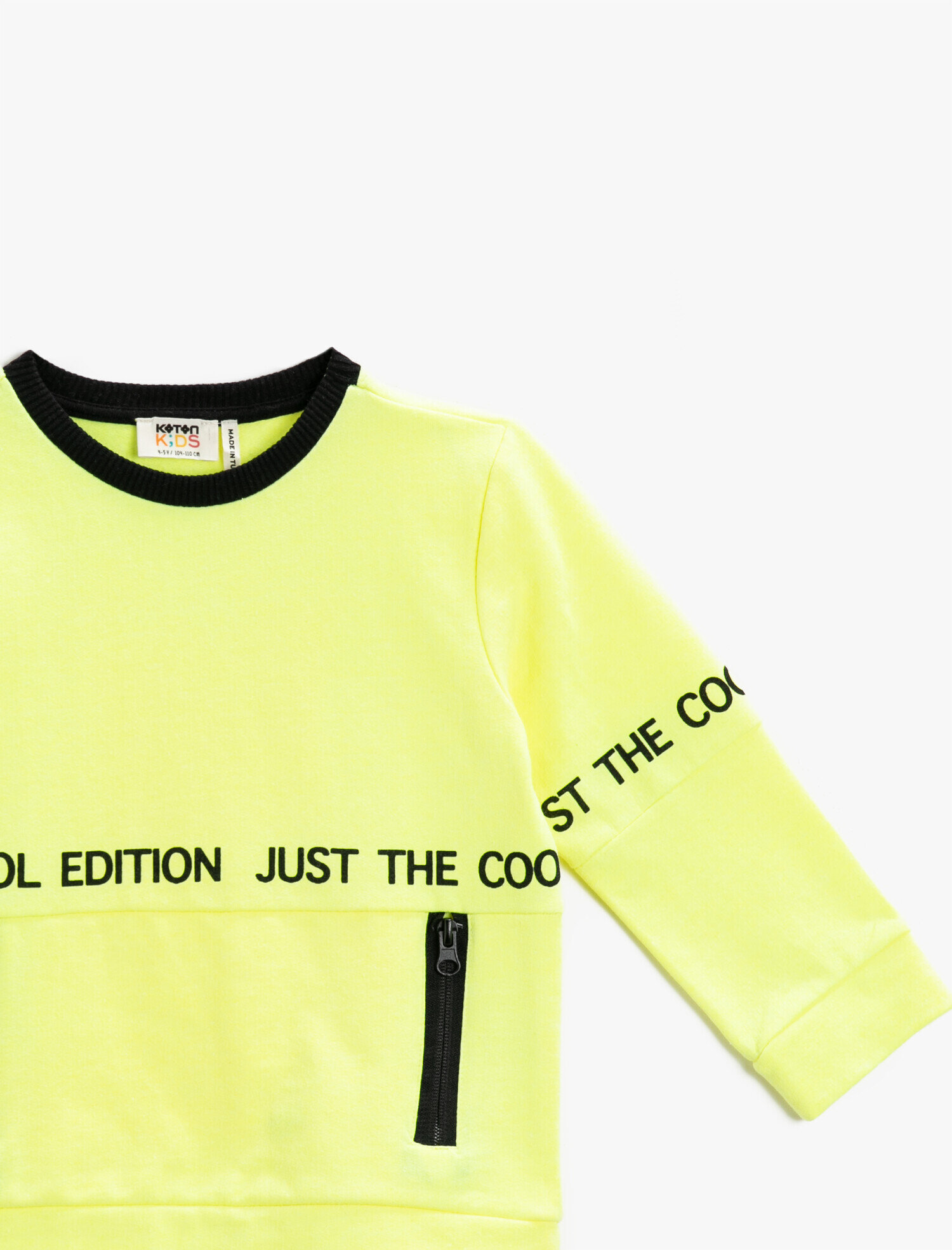  Erkek Çocuk Fermuarlu Slogan Baskılı Sweatshirt Bisiklet Yaka Uzun Kollu