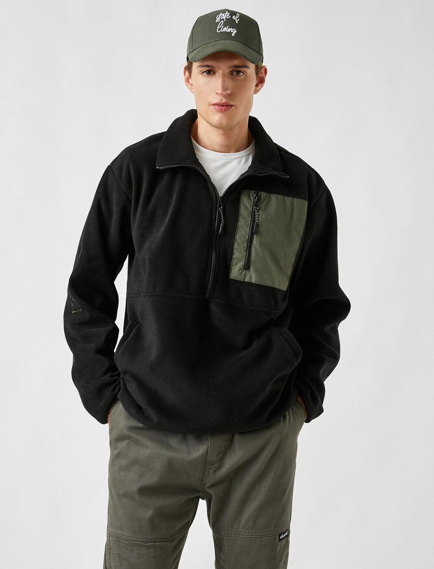   Göğüs Cepli Polar Sweatshirt