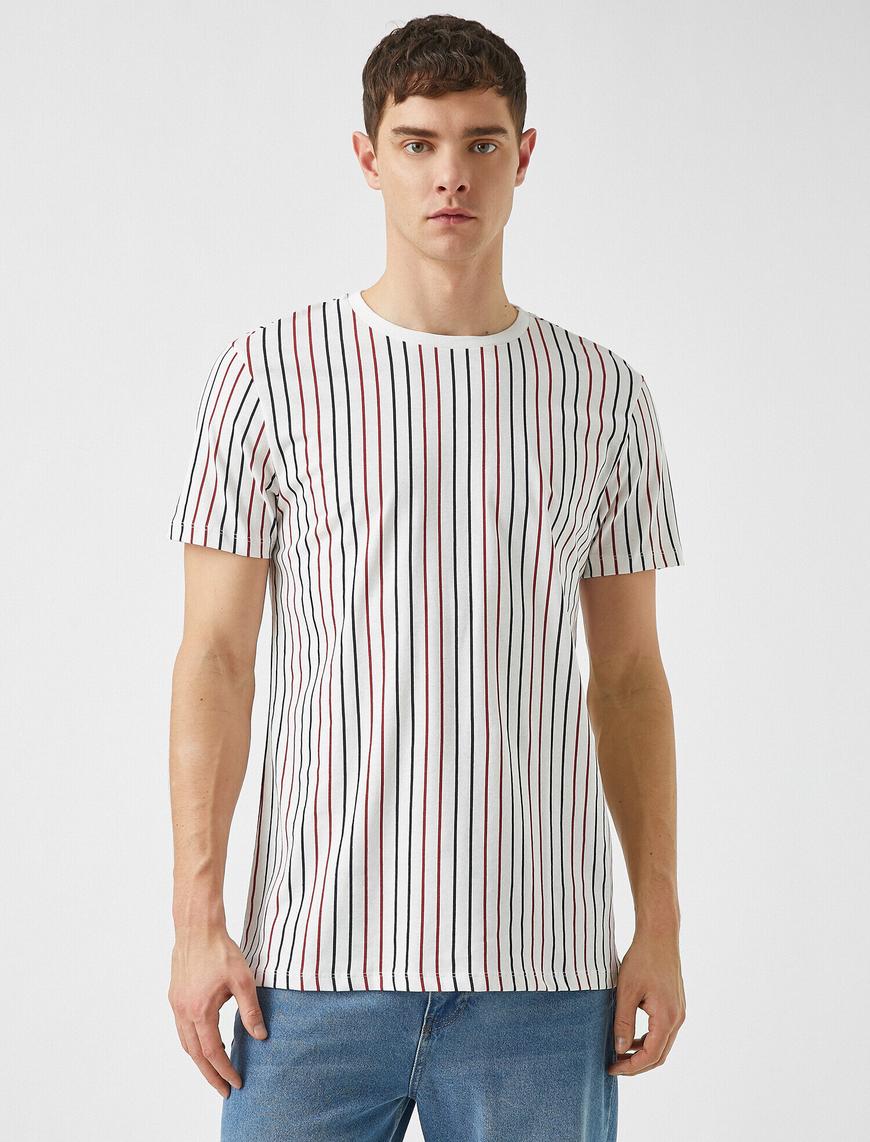   Slim Fit Çizgili Tişört