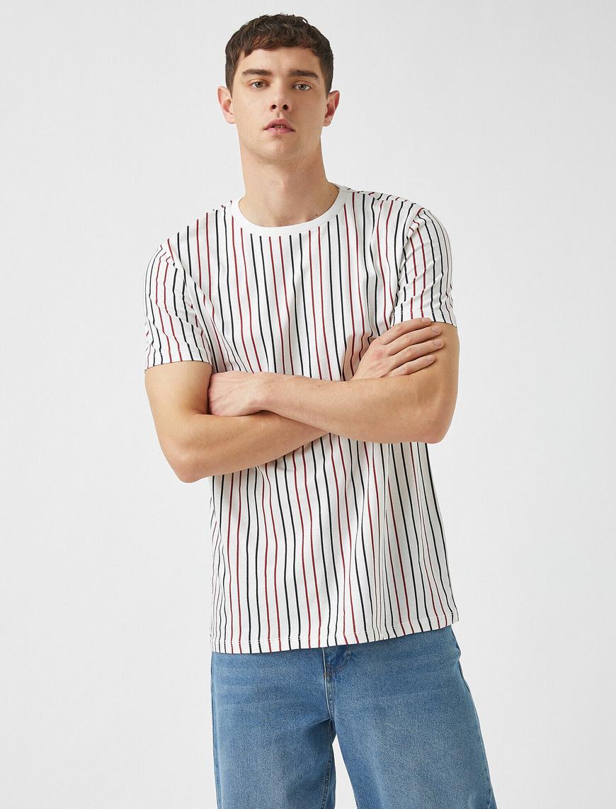   Slim Fit Çizgili Tişört