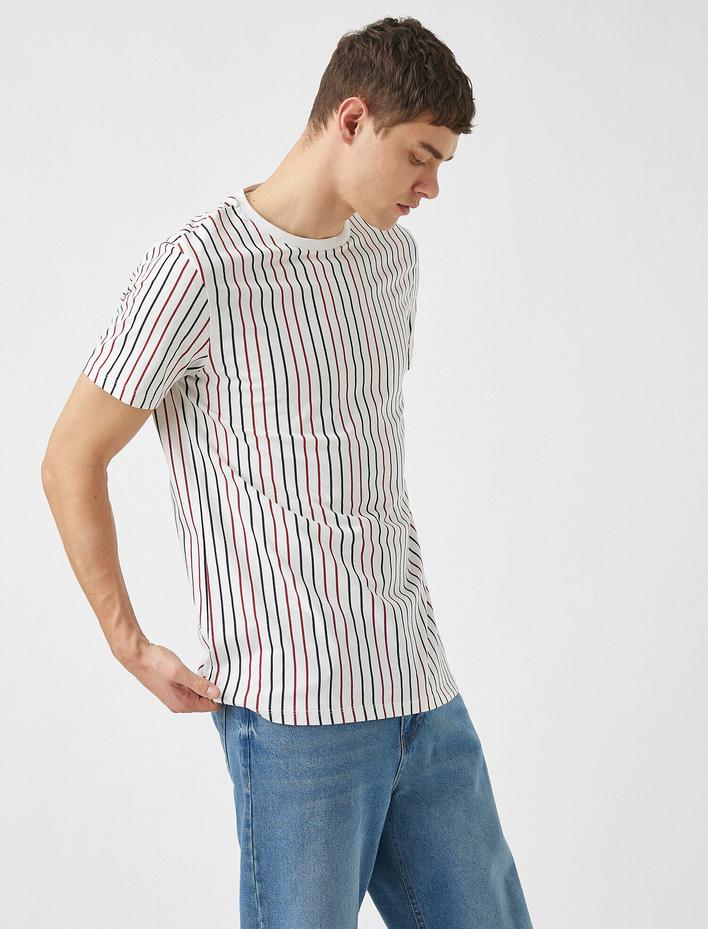  Slim Fit Çizgili Tişört