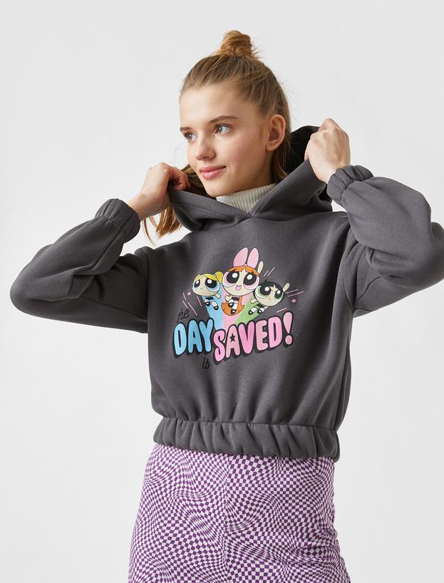   Powerpuff Girls Lisanslı Kapüşonlu Baskılı Sweatshirt