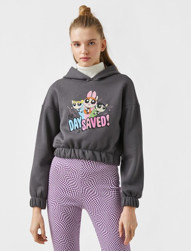   Powerpuff Girls Lisanslı Kapüşonlu Baskılı Sweatshirt