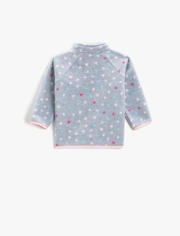  Kız Bebek Puantiyeli Fermuarlı Sweatshirt Uzun Kollu