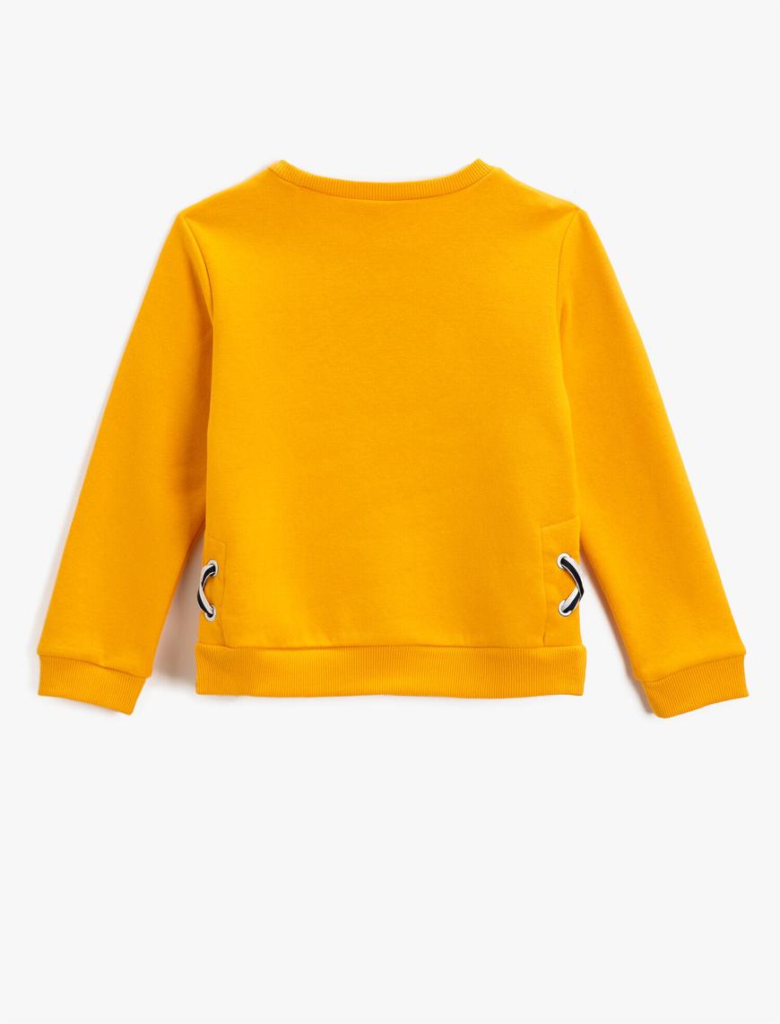  Kız Çocuk Slogan Baskılı Sweatshirt Uzun Kollu Pamuklu