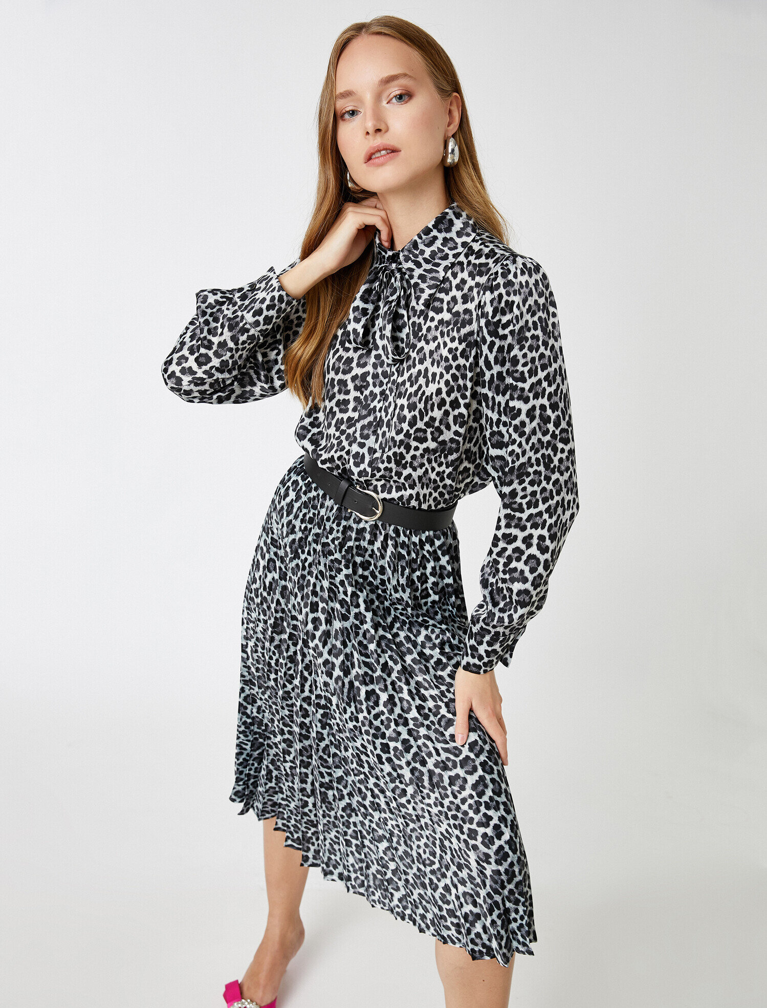   Leopar Desenli Uzun Kollu Gömlek