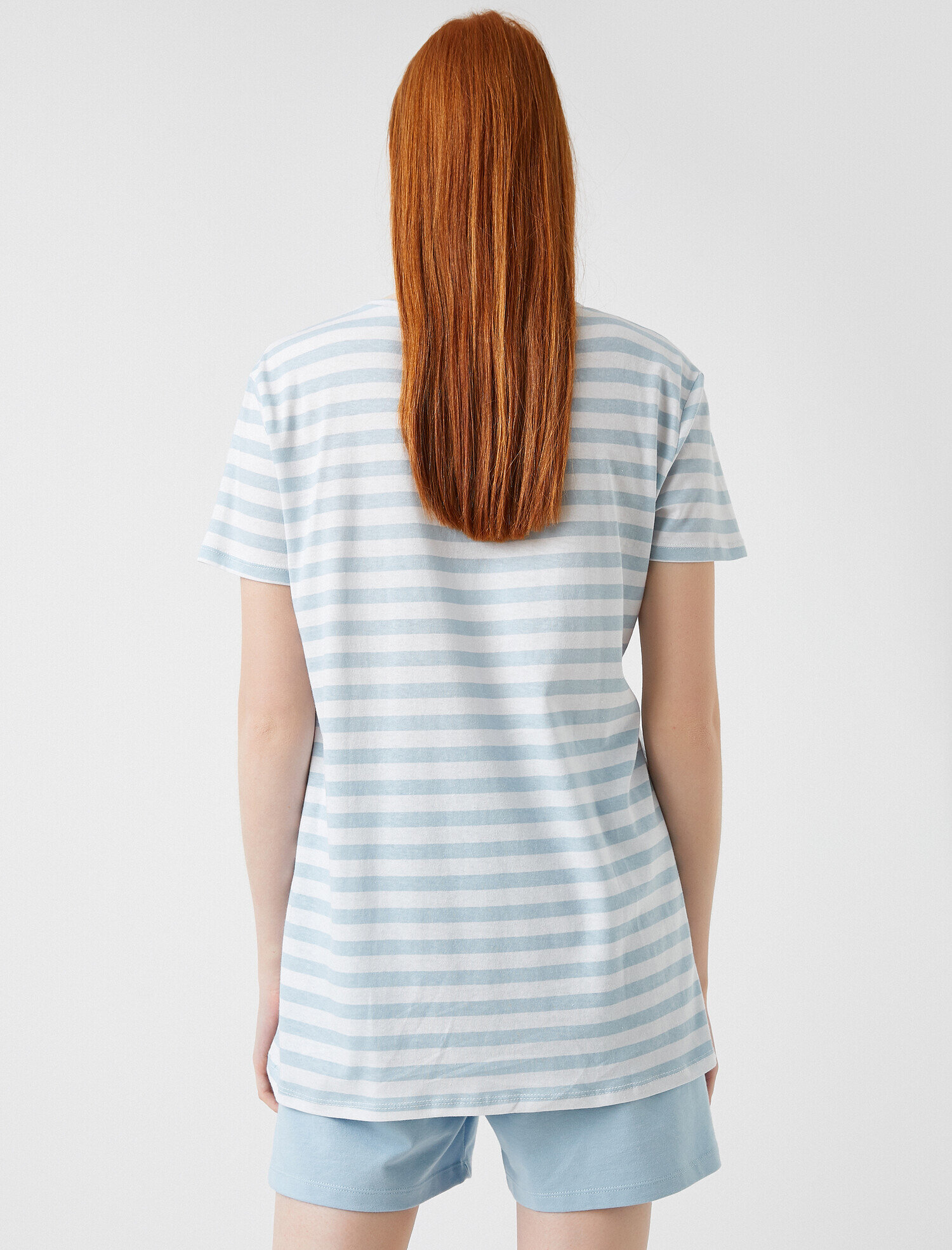   Çizgili Tişört Pamuklu Oversize