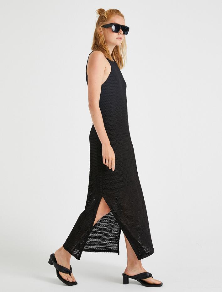  Yırtmaçlı Elbise Halter Yaka