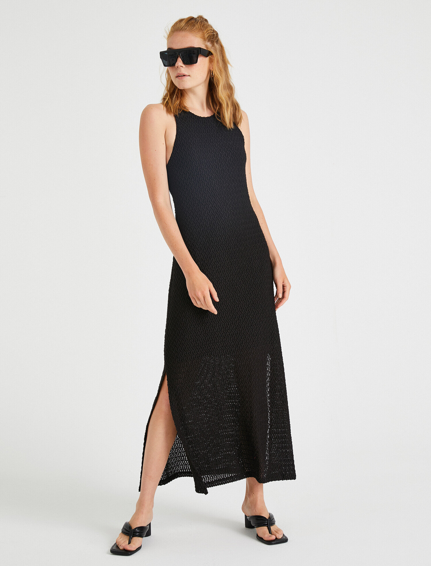   Yırtmaçlı Elbise Halter Yaka