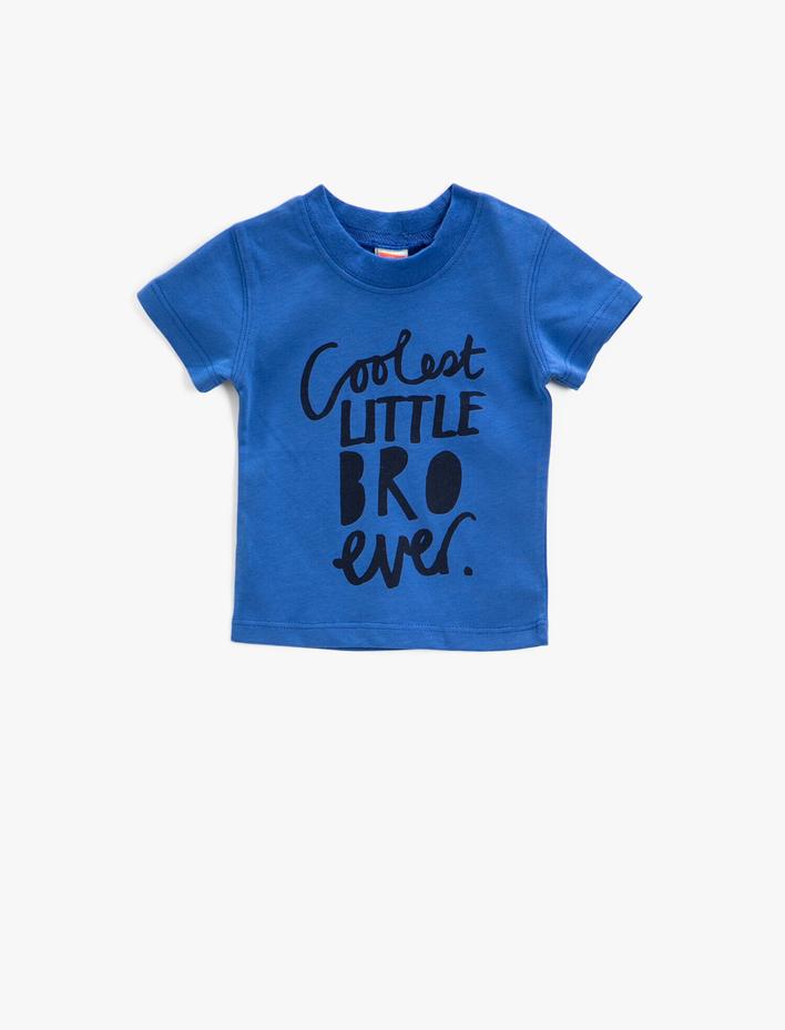 Erkek Bebek Baskılı Tişört Kısa Kollu Pamuklu