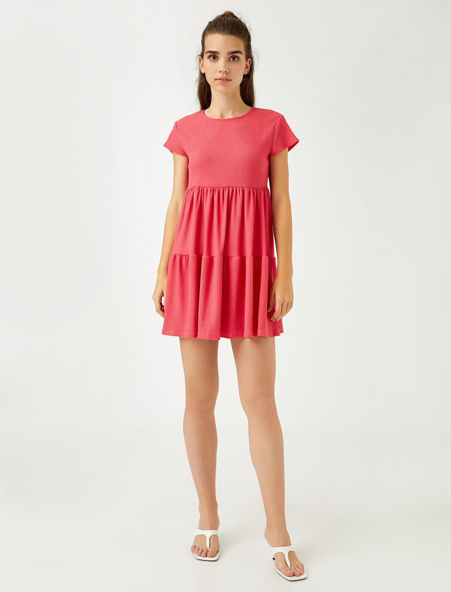   Kısa Kollu Elbise Bisiklet Yaka