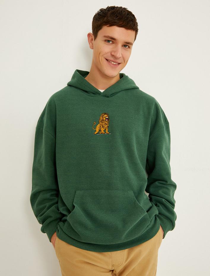  Aslan İşlemeli Kapşonlu Sweatshirt