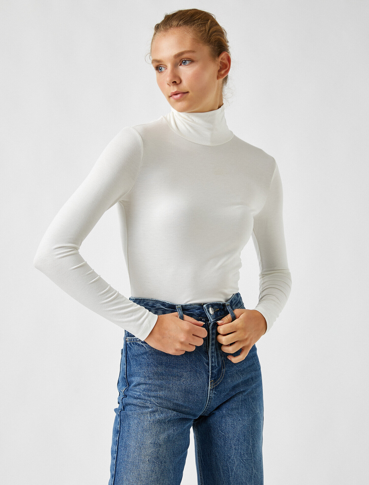   Uzun Kollu Tişört Yarım Balıkçı Yaka