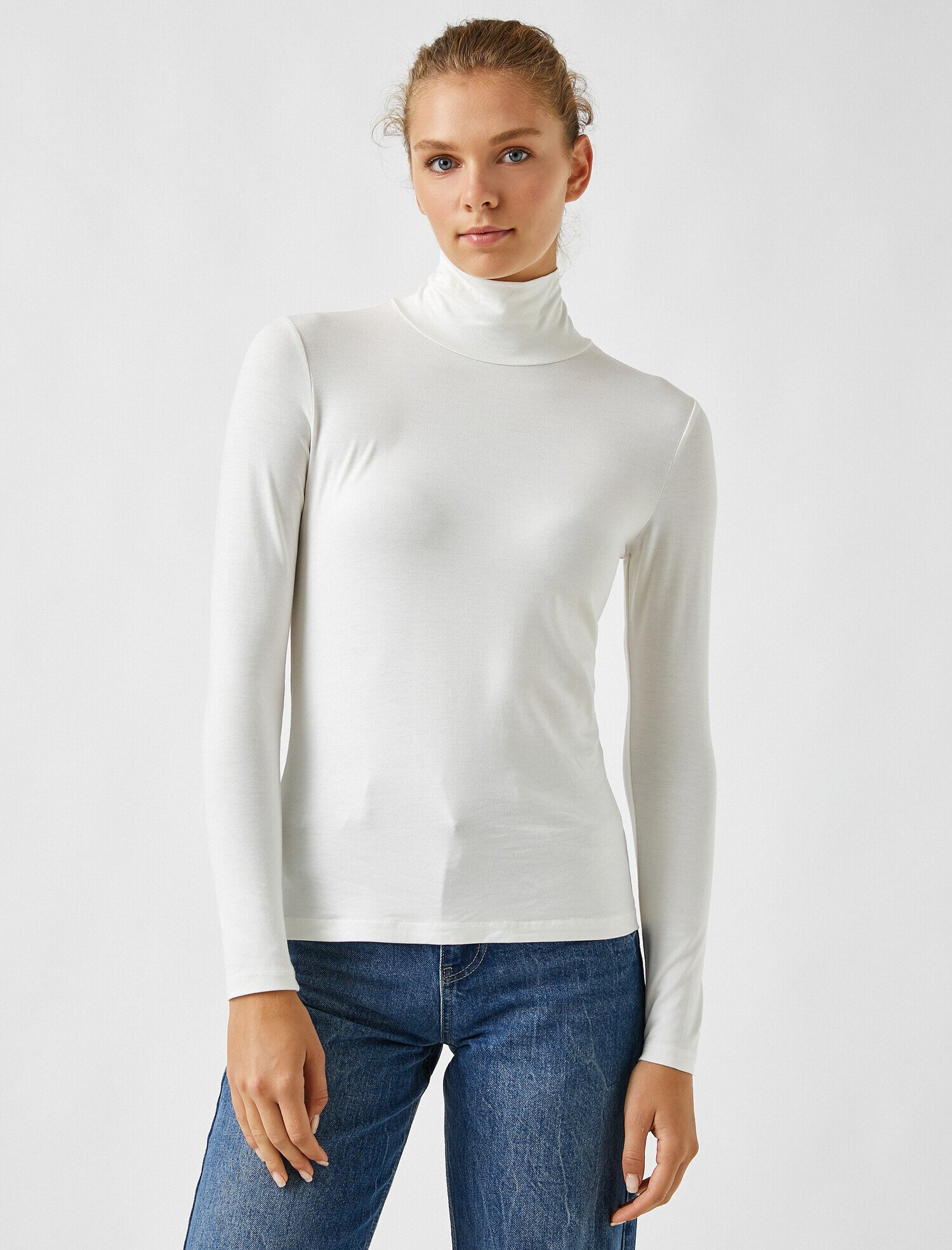   Uzun Kollu Tişört Yarım Balıkçı Yaka