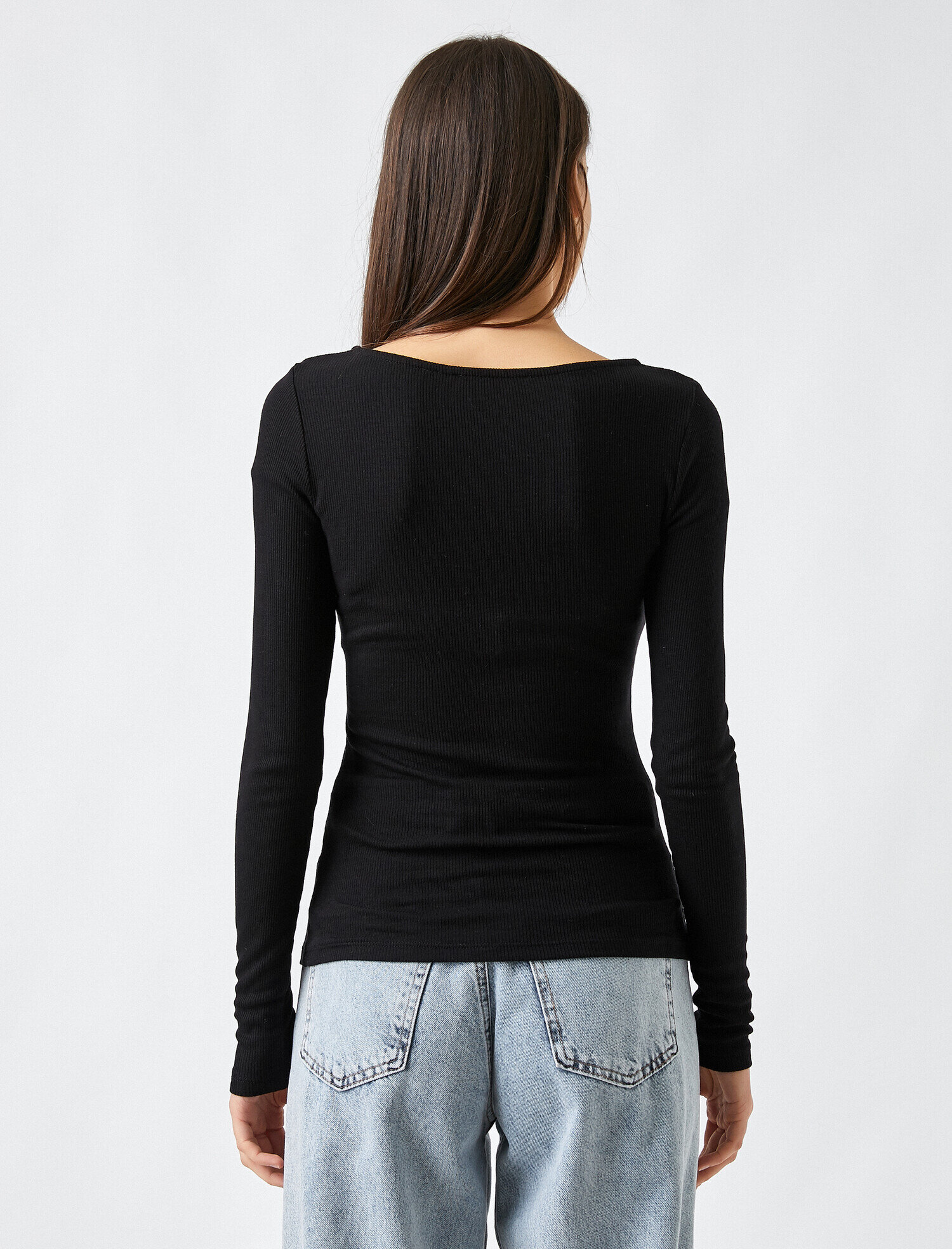   Uzun Kollu Tişört Basic U Yaka