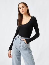 Uzun Kollu Tişört Basic U Yaka