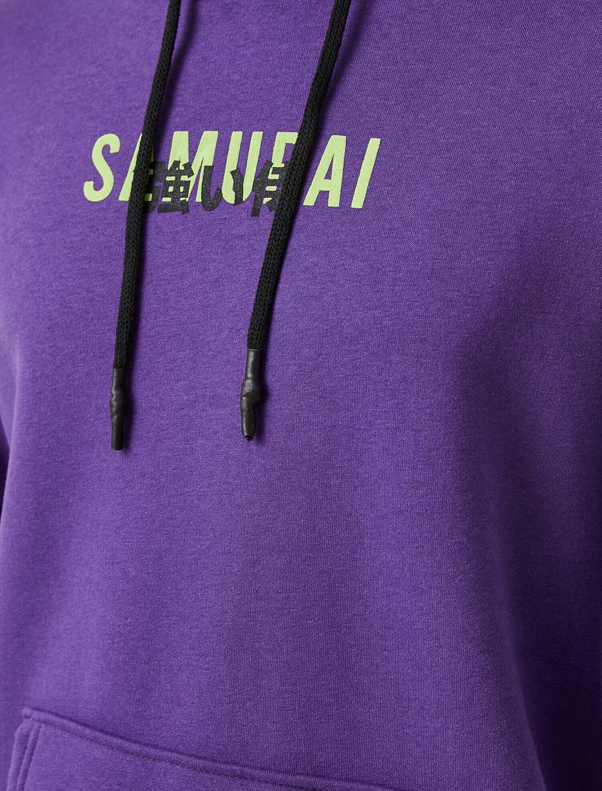   Samuray Baskılı Kapüşonlu Sweatshirt