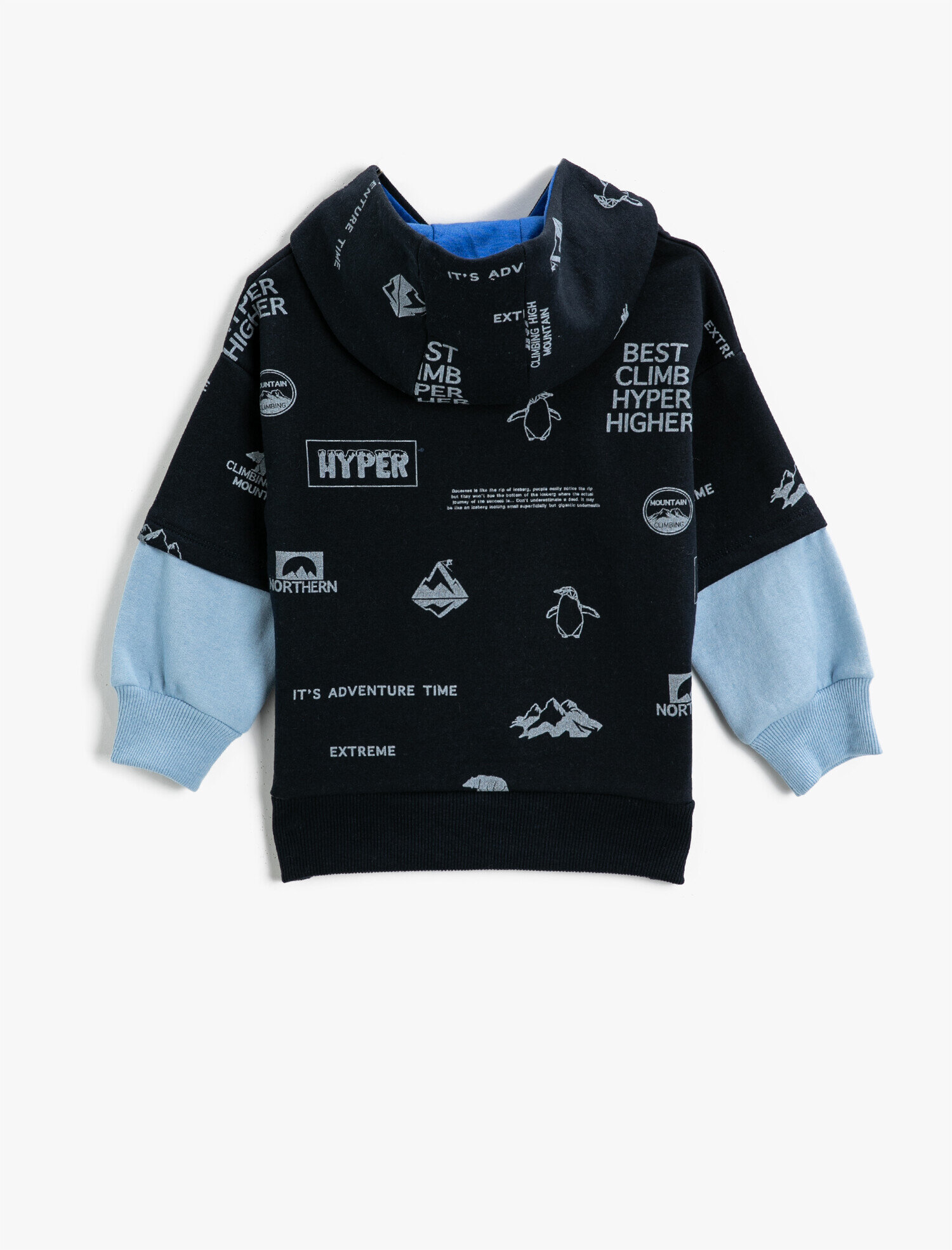  Erkek Çocuk Baskılı Kanguru Cepli Kapüşonlu Sweatshirt