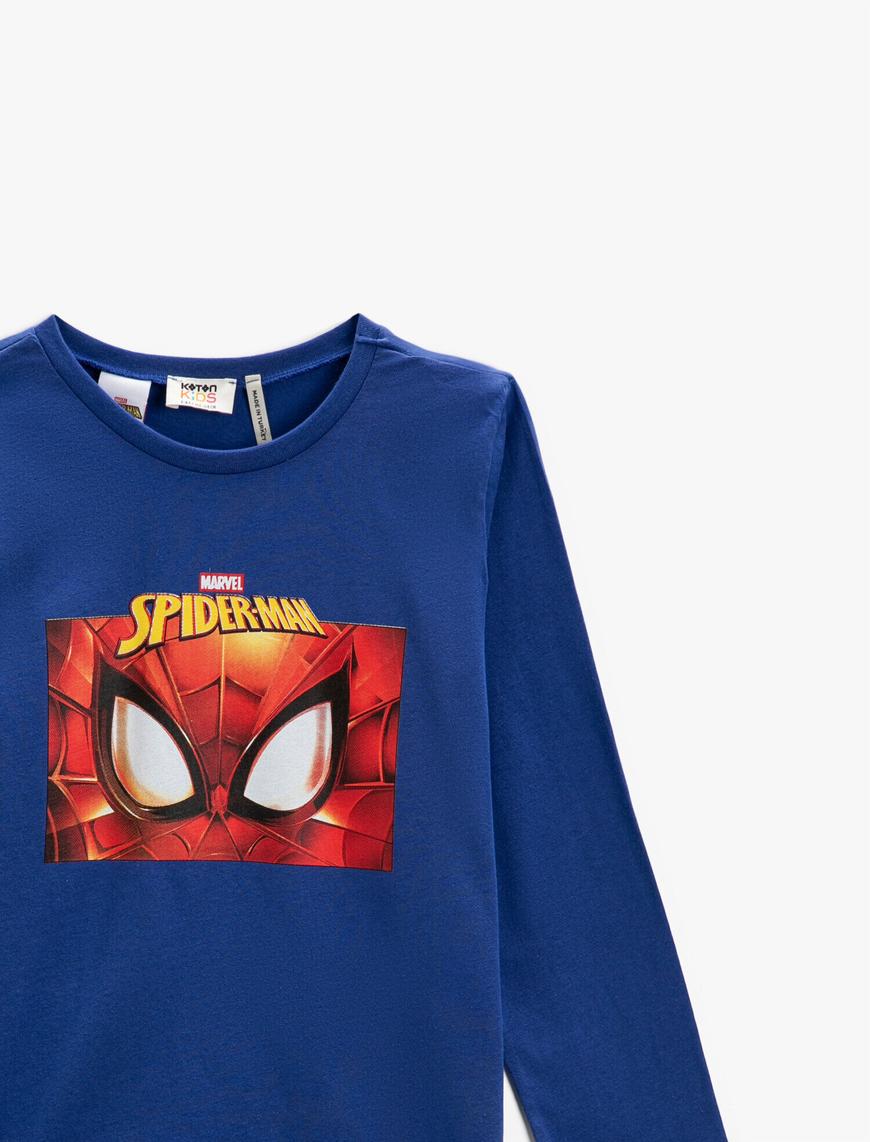  Erkek Çocuk Spiderman Lisanslı Baskılı Tişört Uzun Kollu Pamuklu