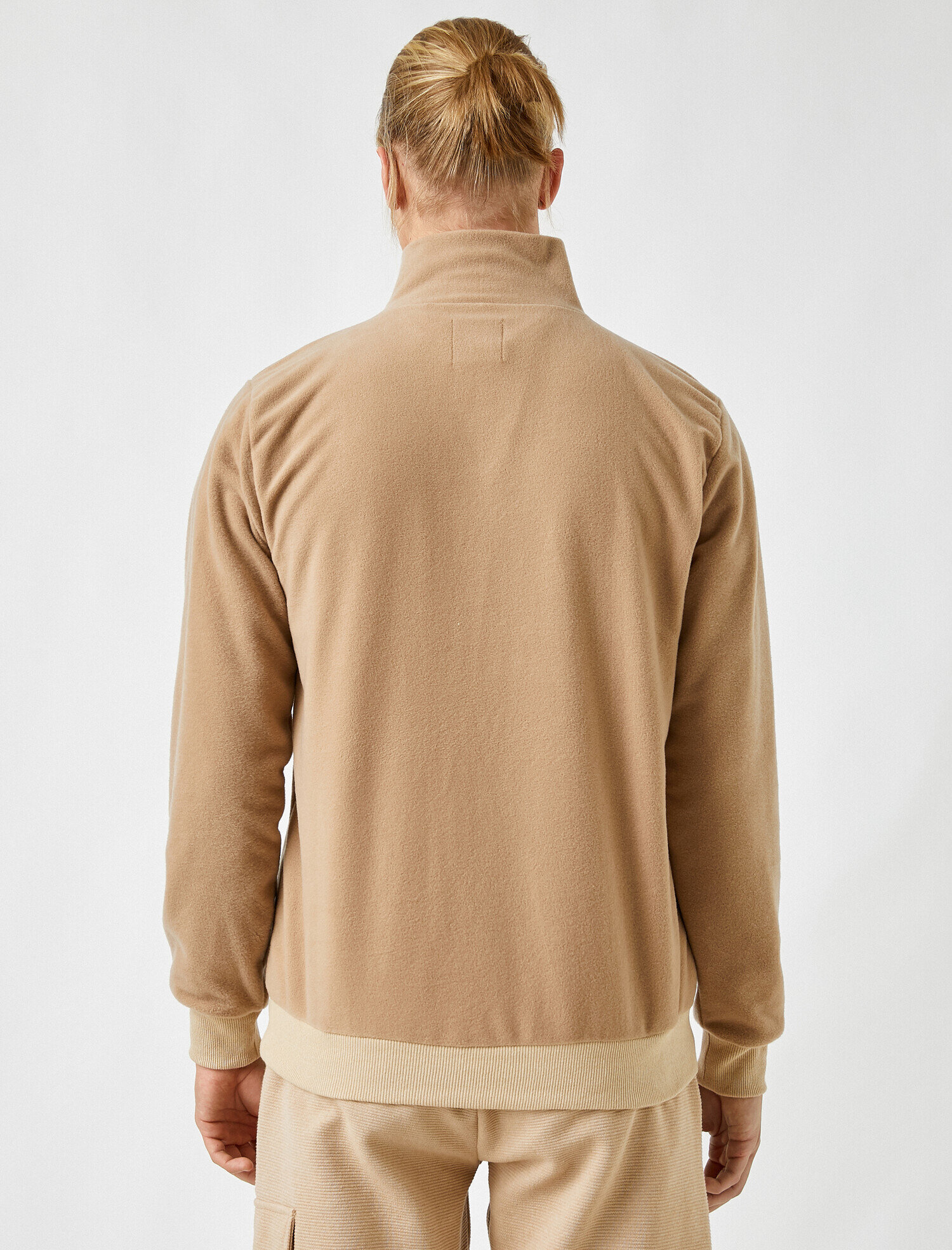   Buldog İşlemeli Yarım Fermuarlı Sweatshirt