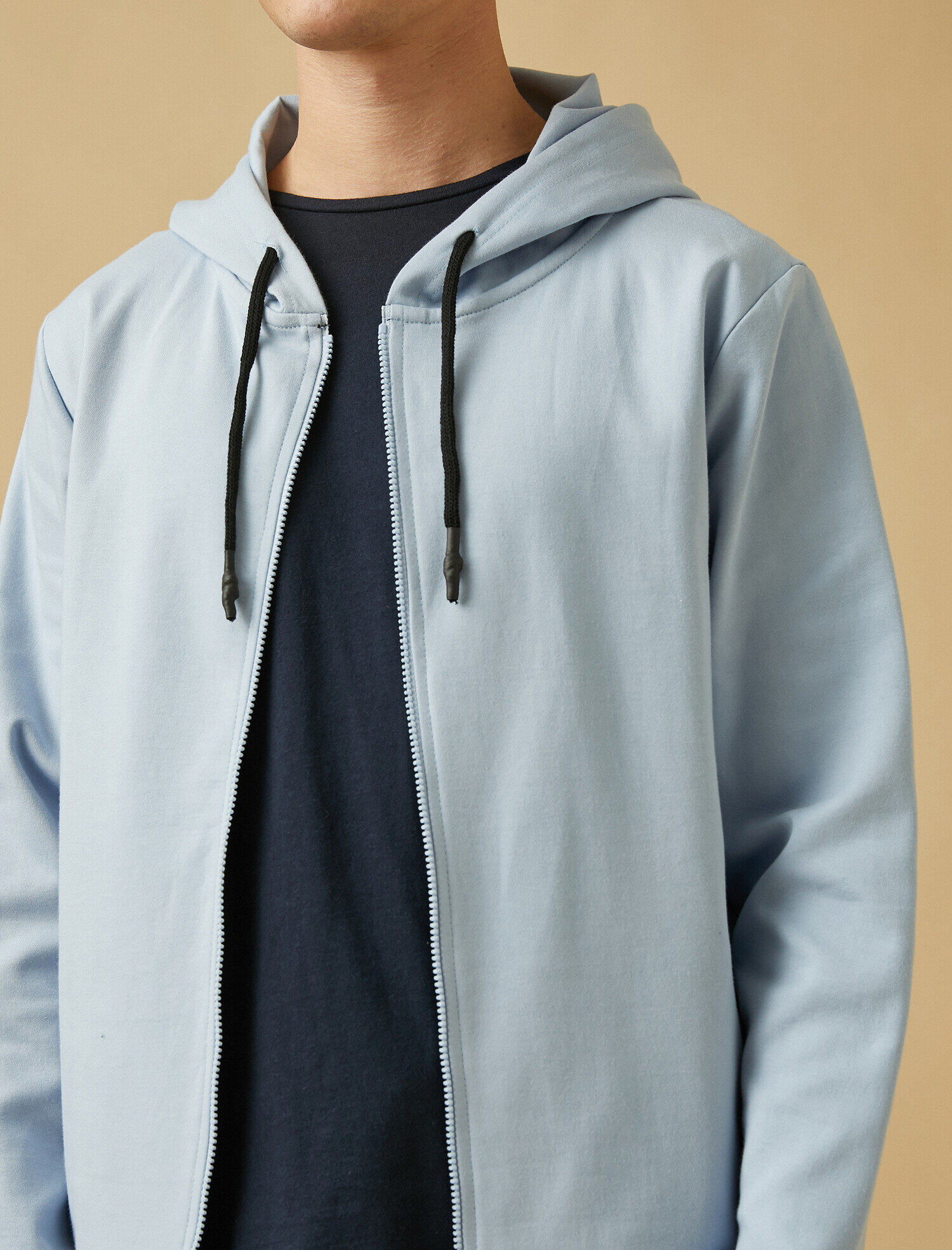   Kırçıllı Fermuarlı Kapüşonlu Sweatshirt
