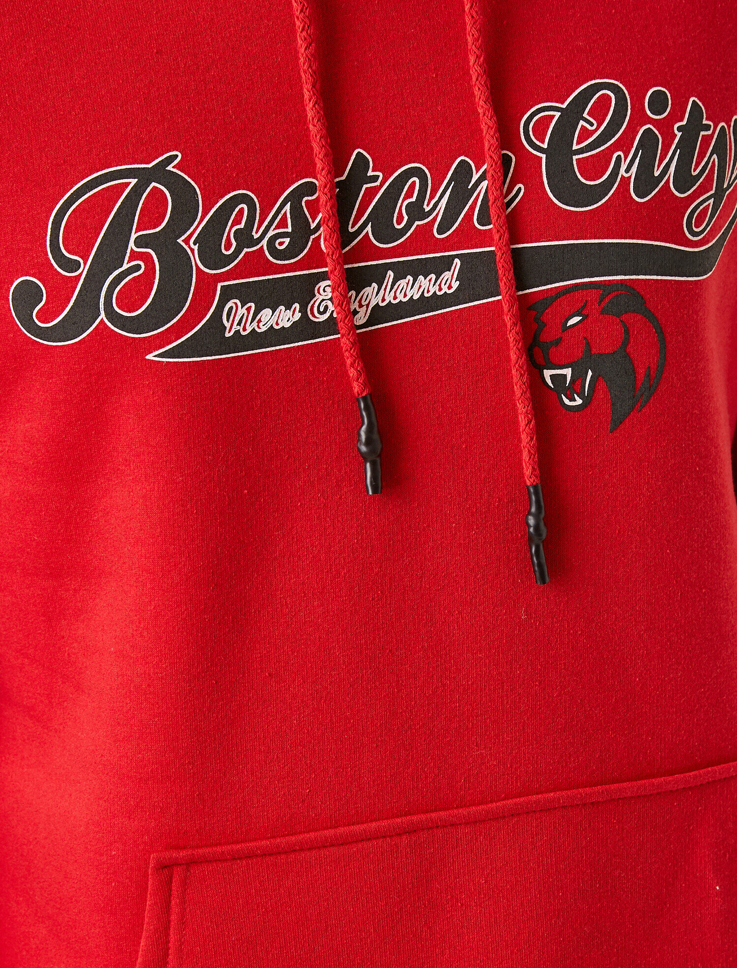   Boston Baskılı Kapüşonlu Sweatshirt