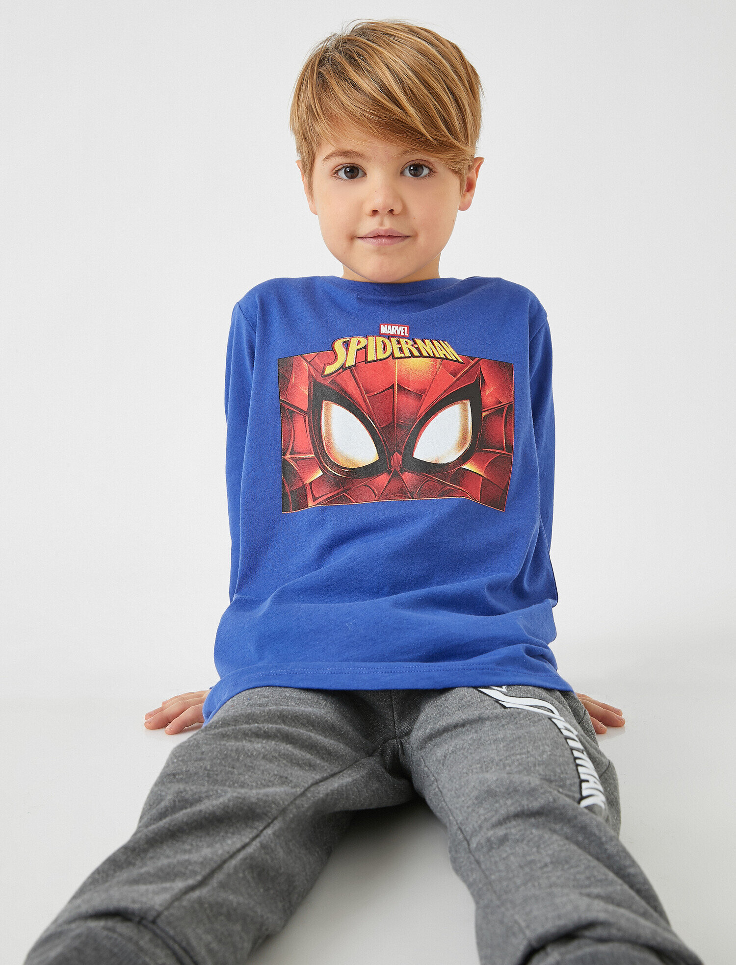  Erkek Çocuk Spiderman Lisanslı Baskılı Tişört Uzun Kollu Pamuklu