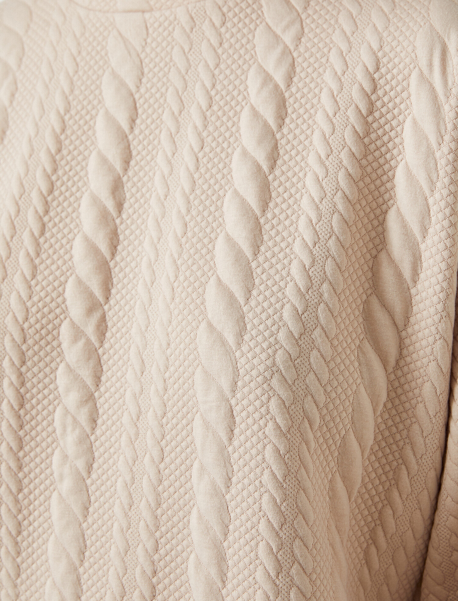   Dokulu Uzun Kollu Sweatshirt Bisiklet Yaka Yanları Yırtmaçlı