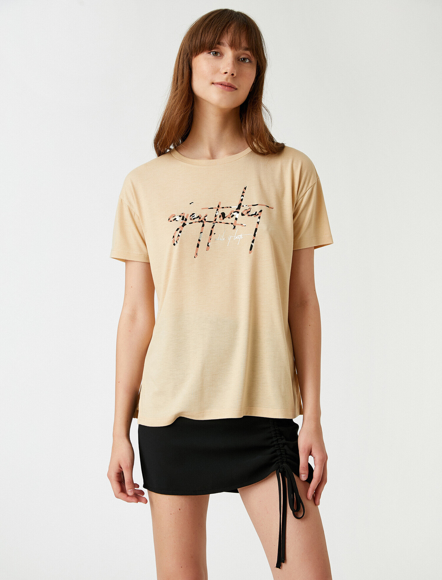   Baskılı Bisiklet Yaka Tişört